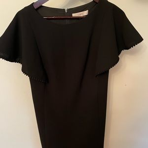 Loft ruffle sleeve black dress